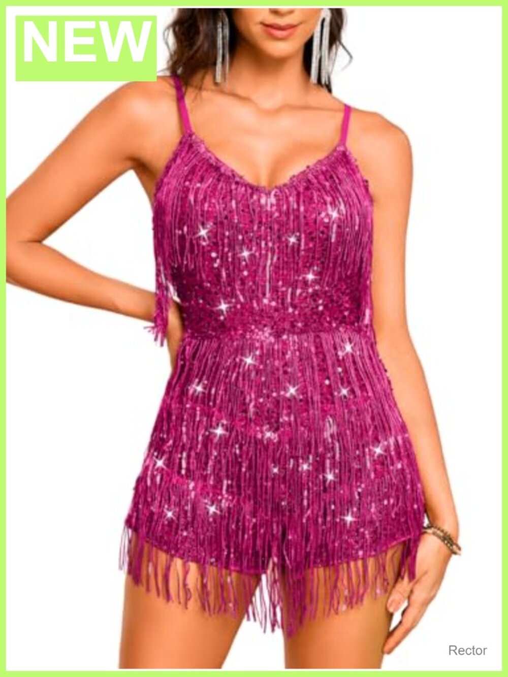 Sparkly Fringe Romper Sexy Backless Sequin Disco Outfit Glam